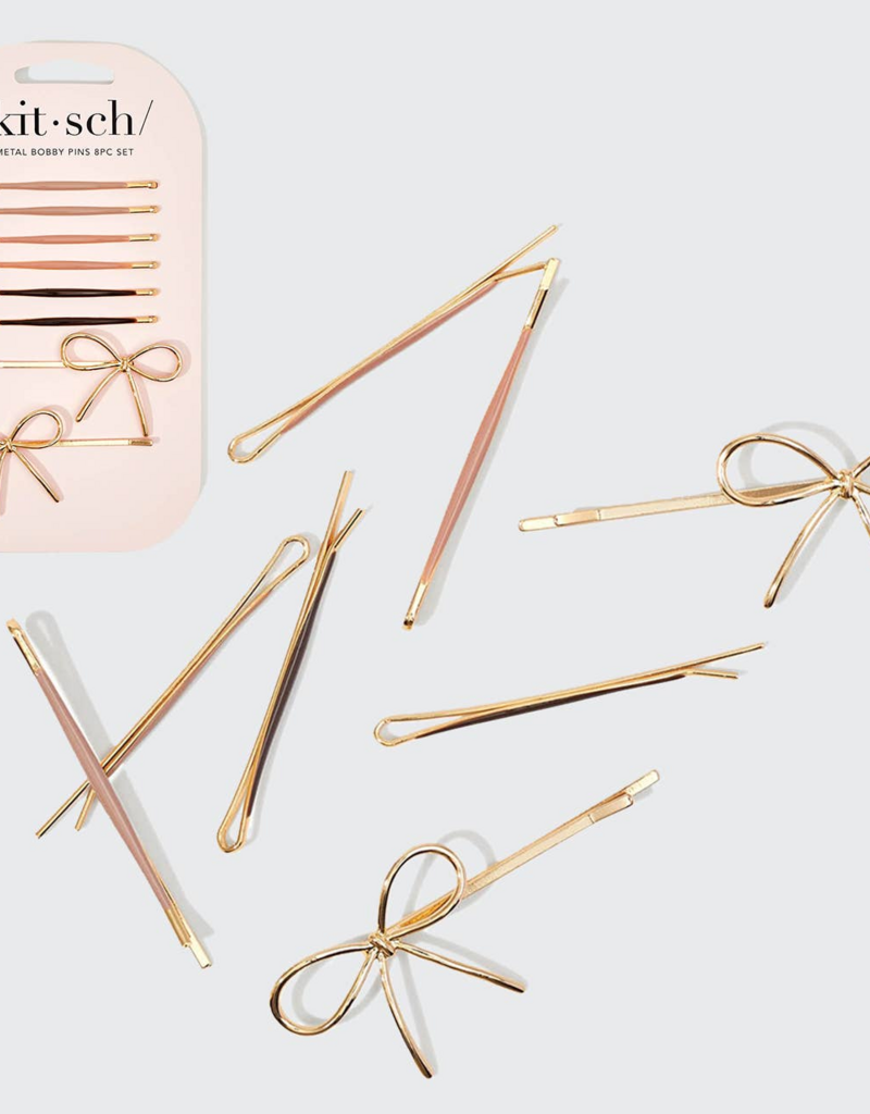 Kitsch Metal Enamel Cloud and Bow 8pc Bobby Pins Set