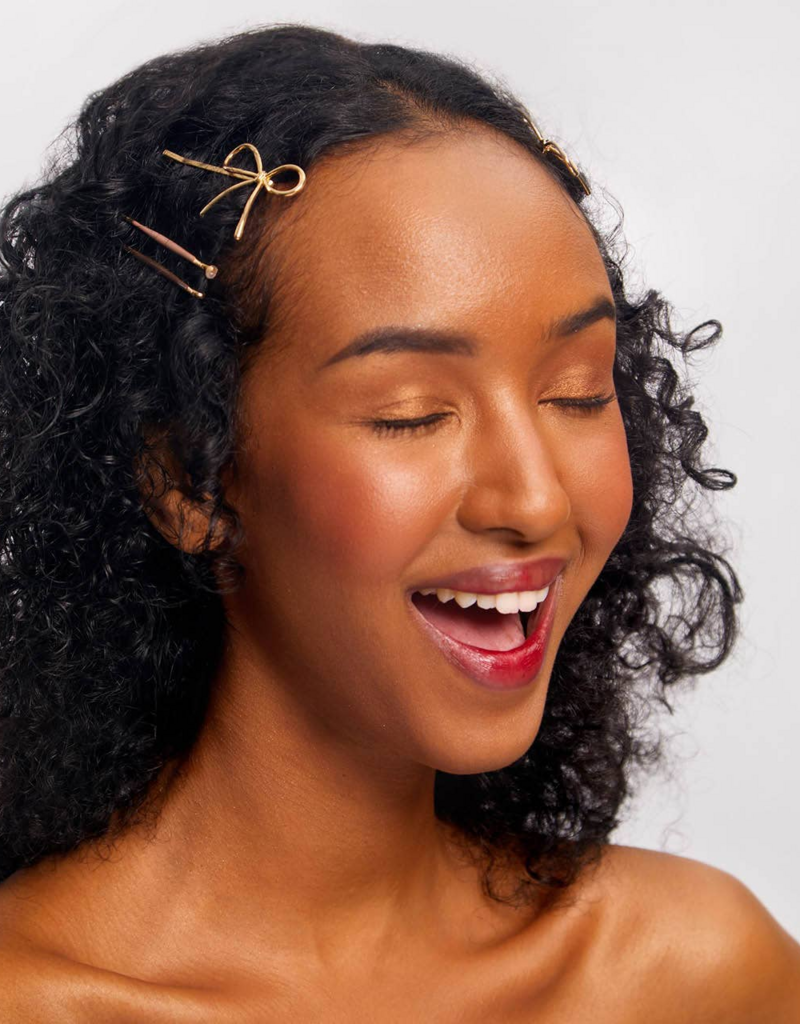 Kitsch Metal Enamel Cloud and Bow 8pc Bobby Pins Set