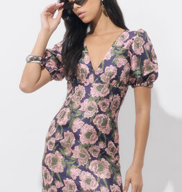 Adelyn Rae Primrose Puff Sleeve Jacquard Mini Dress