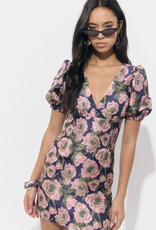 Adelyn Rae Primrose Puff Sleeve Jacquard Mini Dress