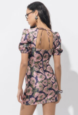 Adelyn Rae Primrose Puff Sleeve Jacquard Mini Dress