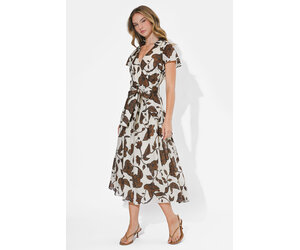 Taylor Flowy Wrap Midi Dress in Brown Floral - Adorn Boutique