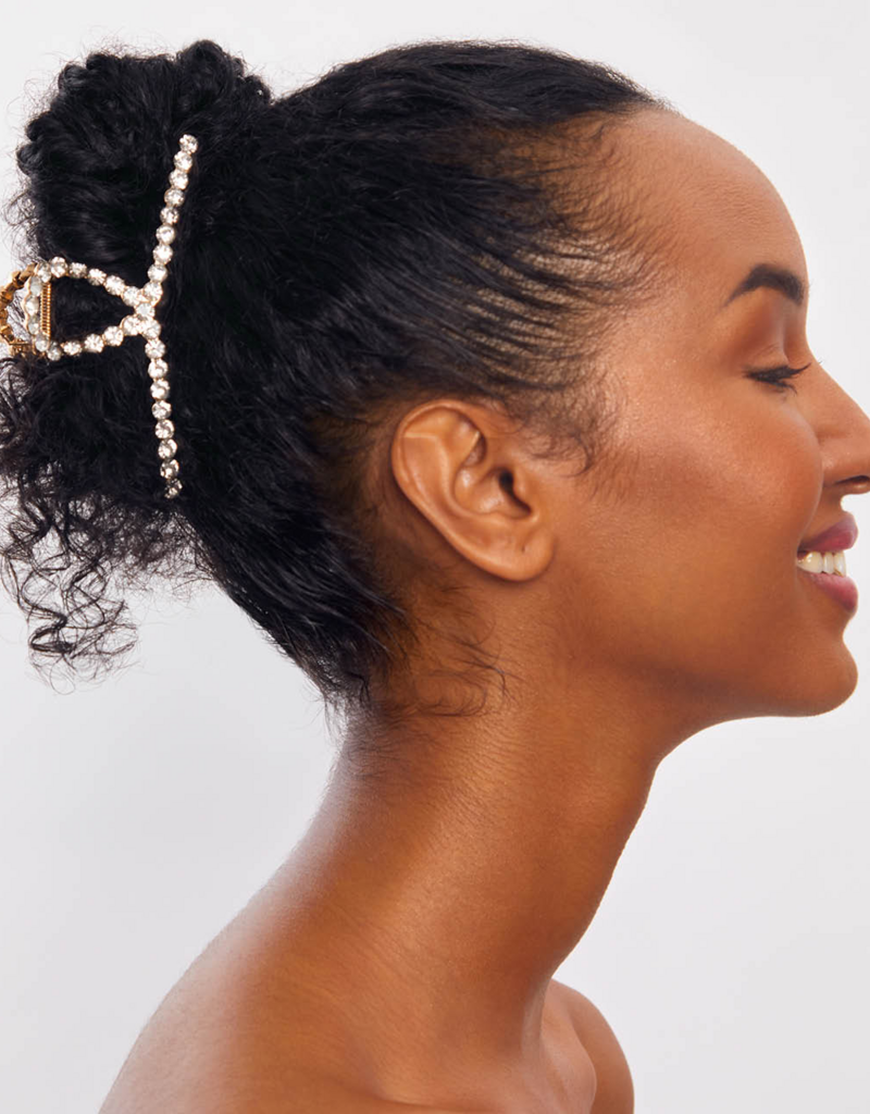 Kitsch Metal Rhinestone Loop Claw Clip - Gold