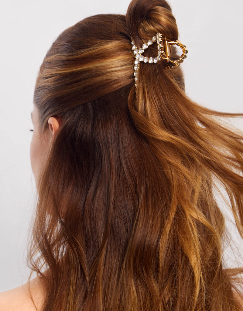 Kitsch Metal Rhinestone Loop Claw Clip - Gold