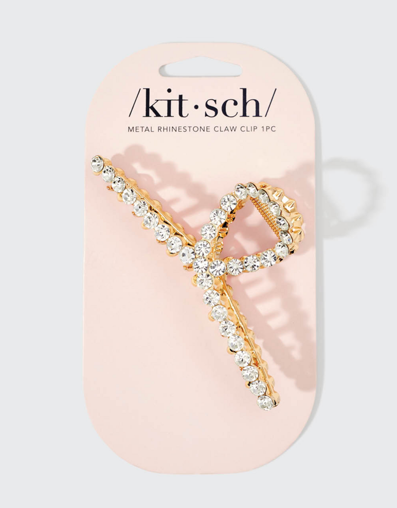 Kitsch Metal Rhinestone Loop Claw Clip - Gold