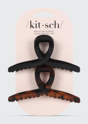 Kitsch Large Loop Claw Clip - Black and Tort (2pc Recycled Plastic)