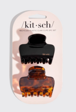 Kitsch 2pc Recycled Plastic Medium Puffy Claw Clip - Black and Tort