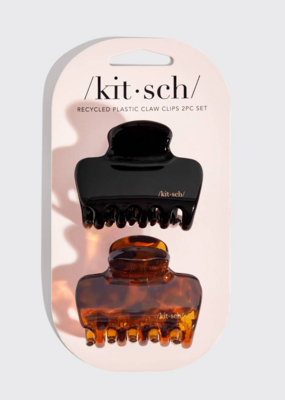Kitsch Medium Puffy Claw Clip - Black and Tort (2pc Recycled Plastic)
