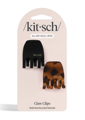 Kitsch Medium Claw Clip Set- Black and Tort (2pc)