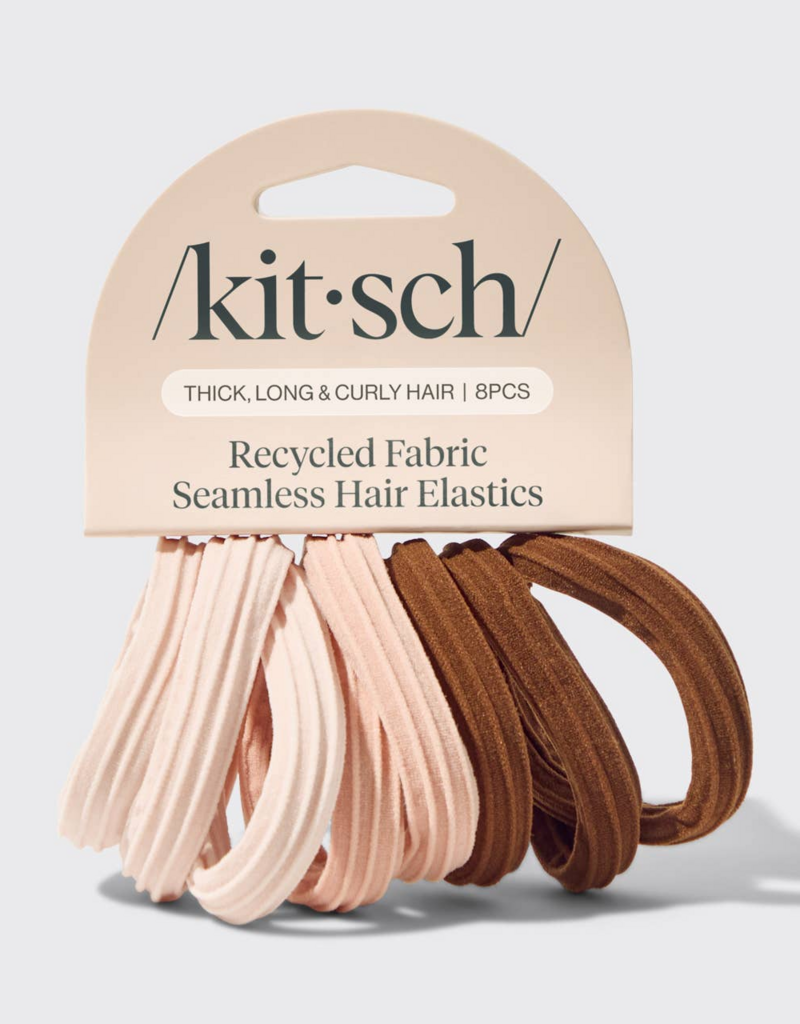Kitsch 8pc Recycled Seamless Hair Elastics- Rosewood