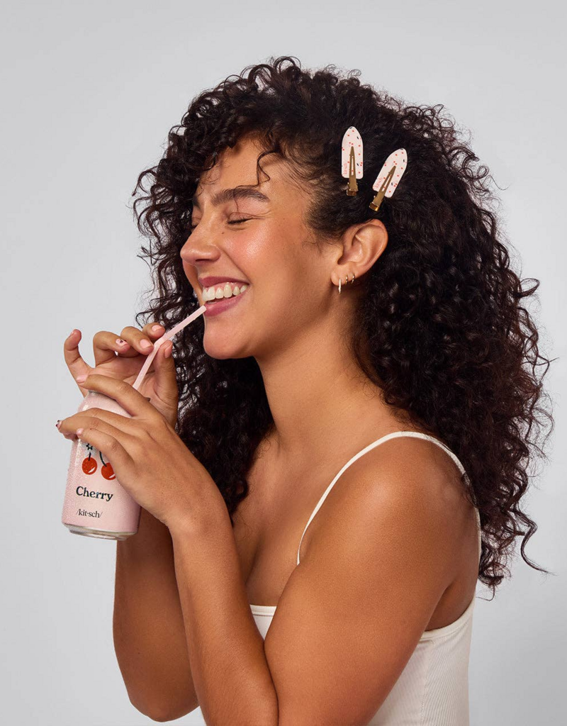 Kitsch 4pc Recycled Plastic Creaseless Clips - Cherry Print