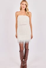 Sadie & Sage Angel Wings Fringe Mini Skirt in Ivory (AS IS - FINAL SALE)