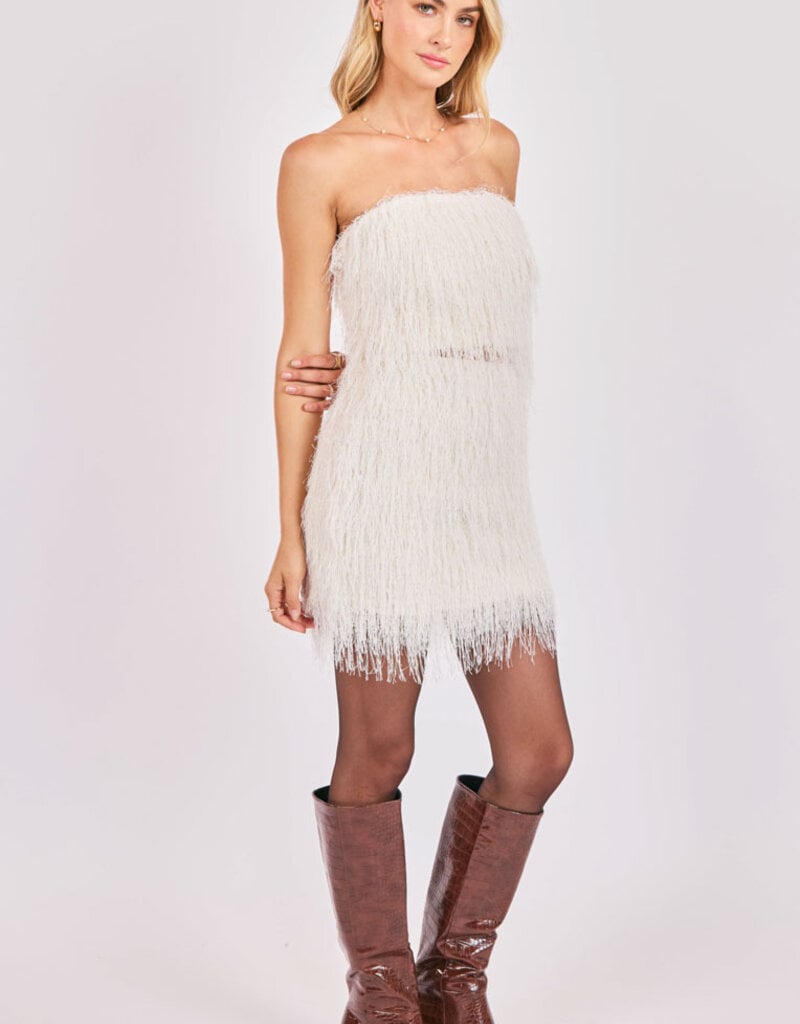 Sadie & Sage Angel Wings Fringe Tube Top in Ivory