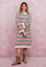 Cara and the Sky Becca Rainbow Stripe Knitted Midi Dress