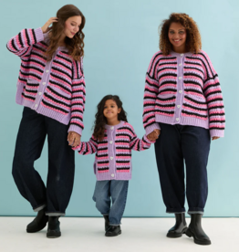 Cara and the Sky WAREHOUSE SALE Bernice Kids Stripe Cross Stitch Cardigan