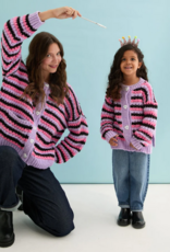 Cara and the Sky Bernice Kids Stripe Cross Stitch Cardigan in Lilac