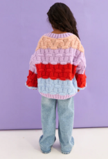 Cara and the Sky Mandy Kids Criss-Cross Stitch Balloon Sleeve Stripe Jumper