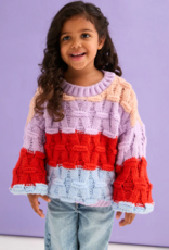 Cara and the Sky Mandy Kids Criss-Cross Stitch Balloon Sleeve Stripe Jumper