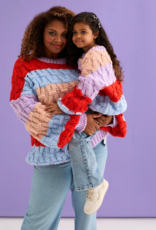 Cara and the Sky Mandy Kids Criss-Cross Stitch Balloon Sleeve Stripe Jumper
