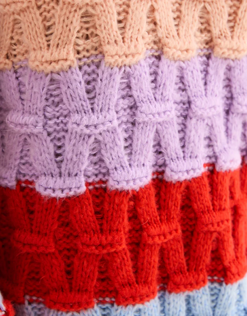 Cara and the Sky Mandy Criss-Cross Stitch Balloon Sleeve Stripe Jumper