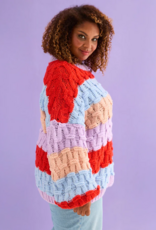 Cara and the Sky Mandy Criss-Cross Stitch Balloon Sleeve Stripe Jumper