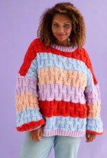 Cara and the Sky Mandy Criss-Cross Stitch Balloon Sleeve Stripe Jumper