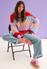 Cara and the Sky Mandy Criss-Cross Stitch Balloon Sleeve Stripe Jumper