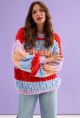 Cara and the Sky Mandy Criss-Cross Stitch Balloon Sleeve Stripe Jumper