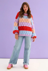 Cara and the Sky Mandy Criss-Cross Stitch Balloon Sleeve Stripe Jumper