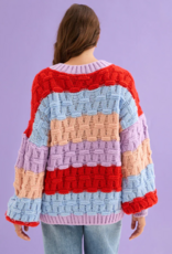 Cara and the Sky Mandy Criss-Cross Stitch Balloon Sleeve Stripe Jumper