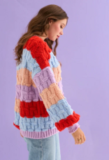 Cara and the Sky Mandy Criss-Cross Stitch Balloon Sleeve Stripe Jumper