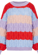 Cara and the Sky Mandy Criss-Cross Stitch Balloon Sleeve Stripe Jumper