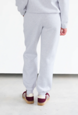 Brunette the Label Kind Club Best Friend Jogger In Pebble Grey w/ Burgundy Script