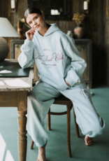 Brunette the Label Kind Club Best Friend Jogger In Pebble Grey w/ Burgundy Script