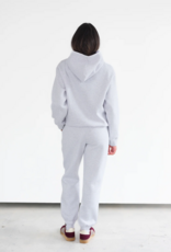 Brunette the Label Kind Club Core Hoodie In Pebble Grey w/ Burgundy Script