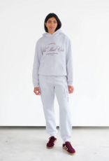 Brunette the Label Kind Club Core Hoodie In Pebble Grey w/ Burgundy Script