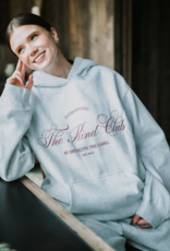 Brunette the Label Kind Club Core Hoodie In Pebble Grey w/ Burgundy Script