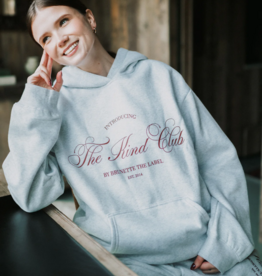 Brunette the Label Brunette the Label - Kind Club Core Hoodie In Pebble Grey with Burgundy Script