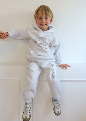 Brunette the Label Brunette the Label - Kids Kind Club Hoddie in Grey Melange with Burgundy Script