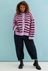 Cara and the Sky Bernice Stripe Cross Stitch Cardigan in Lilac Stripe