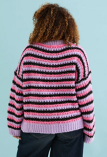 Cara and the Sky Bernice Stripe Cross Stitch Cardigan in Lilac Stripe
