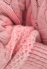 Cara and the Sky Alex Balloon Sleeve Chunky Oversized Cable Maxi Cardigan in Soft Pink