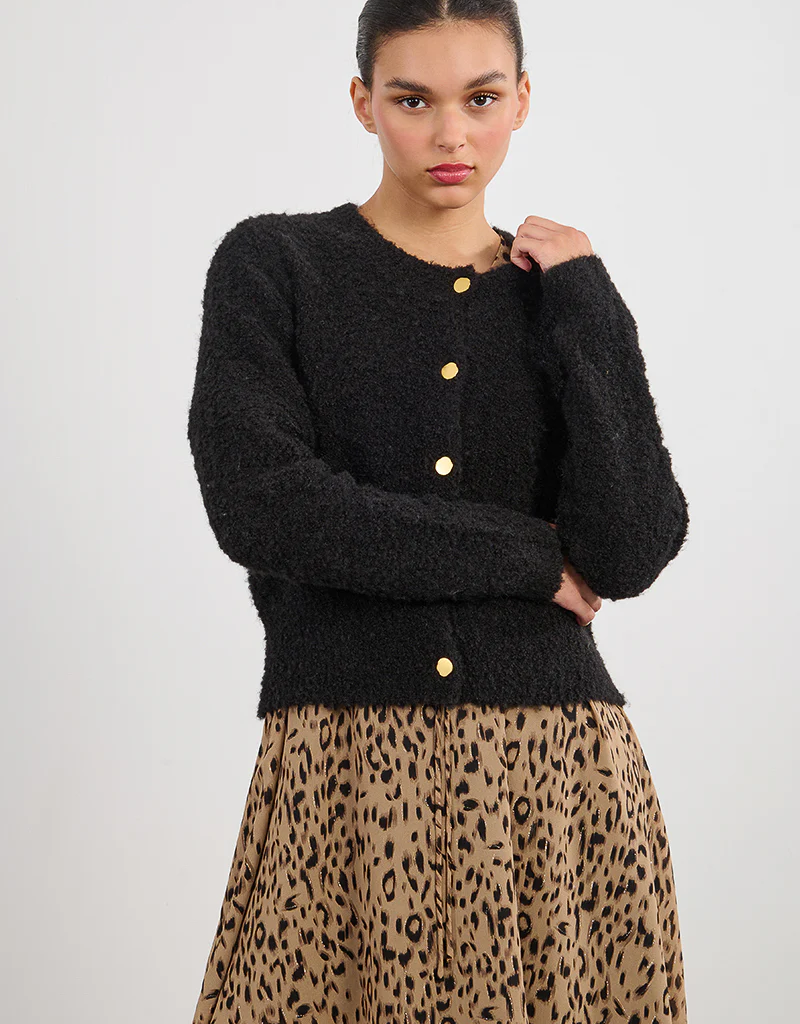 Molly Bracken Raven Textured Cardigan in Black