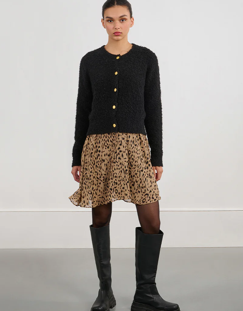 Molly Bracken Raven Textured Cardigan in Black