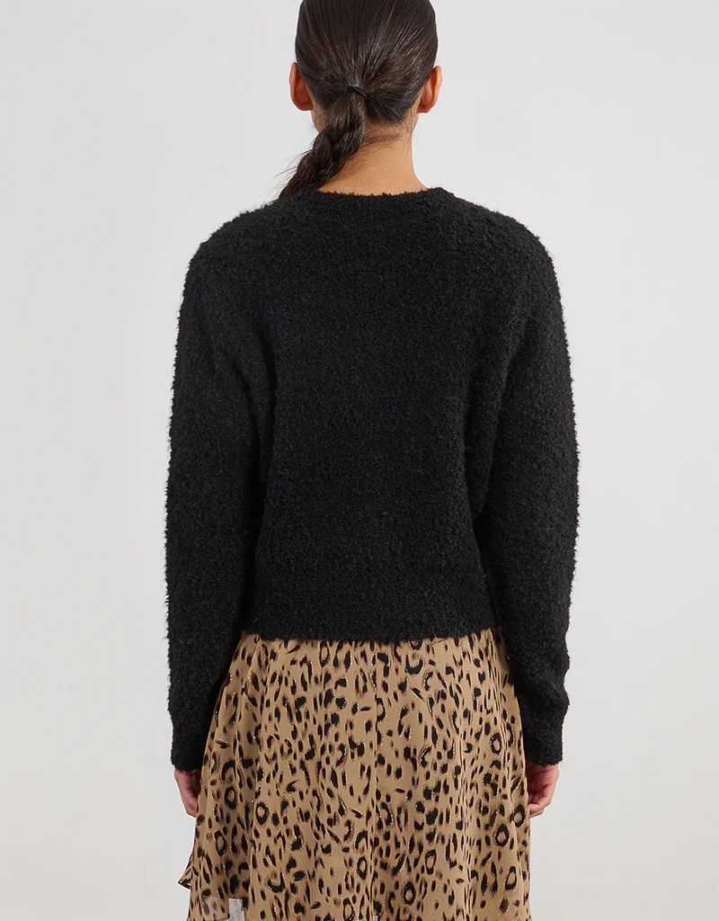 Molly Bracken Raven Textured Cardigan in Black