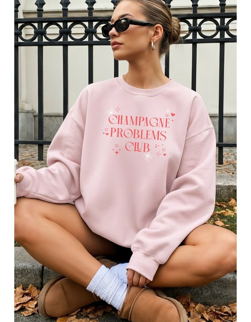 Perfectly Imperfect Designs Champagne Problems Club Crewneck