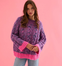 Cara and the Sky Jennie Cable Neck Jumper in Denim Mix *Only One Left - Large*