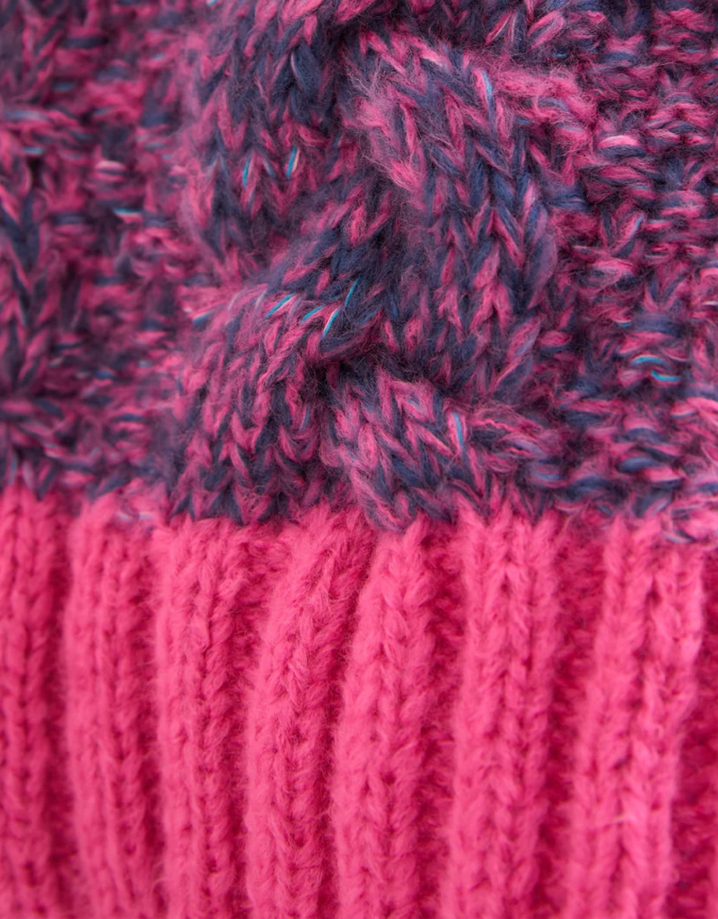 Cara and the Sky Jennie Cable High Neck Wide Sleeve Jumper in Denim Mix