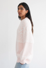 Brunette the Label Fair Isle Sweater In Light Pink w/ Cream