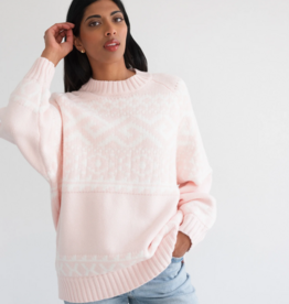 Brunette the Label Fair Isle Sweater In Light Pink